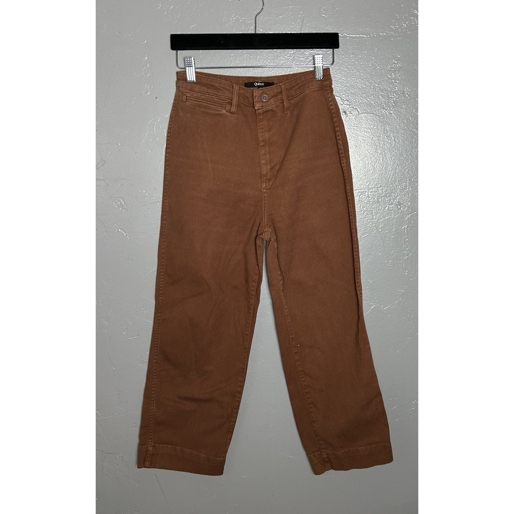 Women's‎ Quince Rust Color Cropped High Rise Pant Flat Front Jeans Size 27